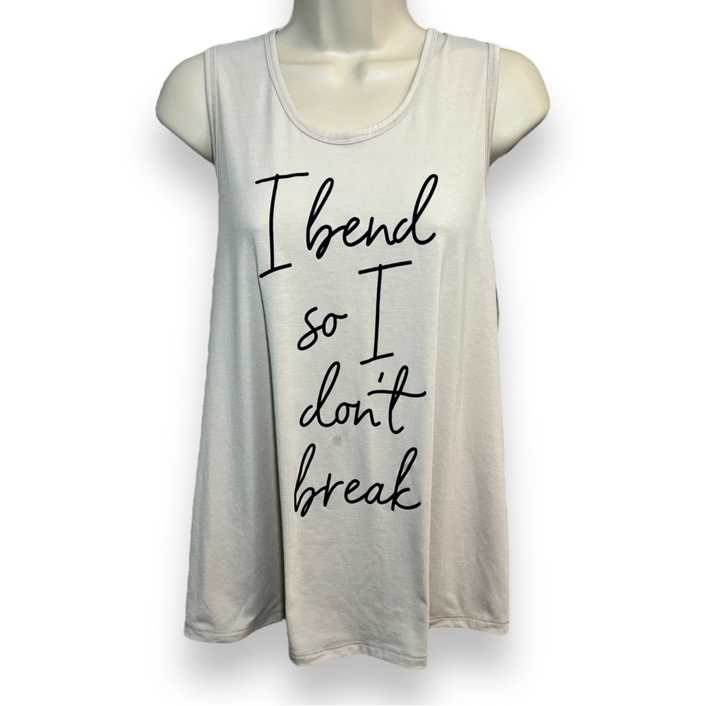 ALL in Motion “I Bend So I Don’t Break” Yoga Tank Ivory Size Large